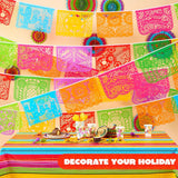 Mexican Papel Picado Banner Set, 6 Pack 108FT, Multicolor Fiesta Flags (Cinco de Mayo Decor)