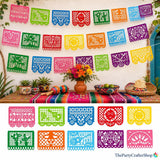 Papel Picado Banner Set, Mexican Fiesta Plastic Flags, Dia de los Muertos Decor