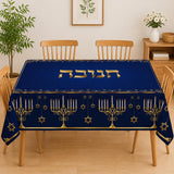 Hanukkah Tablecloth, Menorah Star of David, Jewish Holiday Decor (60x84 Inch)