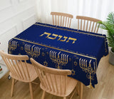 Hanukkah Tablecloth, Menorah Star of David, Jewish Holiday Decor (60x84 Inch)