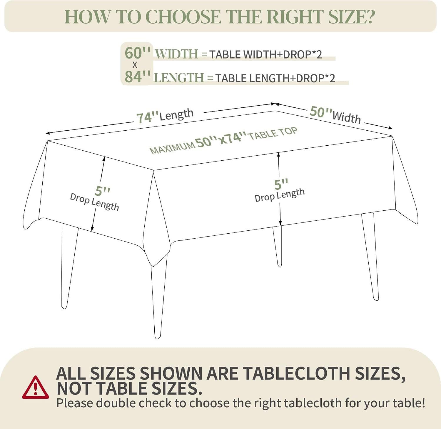 Washable Polyester Tablecloth, Wrinkle-Free, Spillproof, Outdoor Party Decor (60x84 Inch)