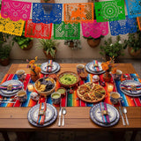 Mexican Papel Picado Banner Set, 5-Pack Multicolor Fiesta Garland (82FT)