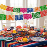 Mexican Papel Picado Banner Set, 5-Pack Multicolor Fiesta Garland (82FT)