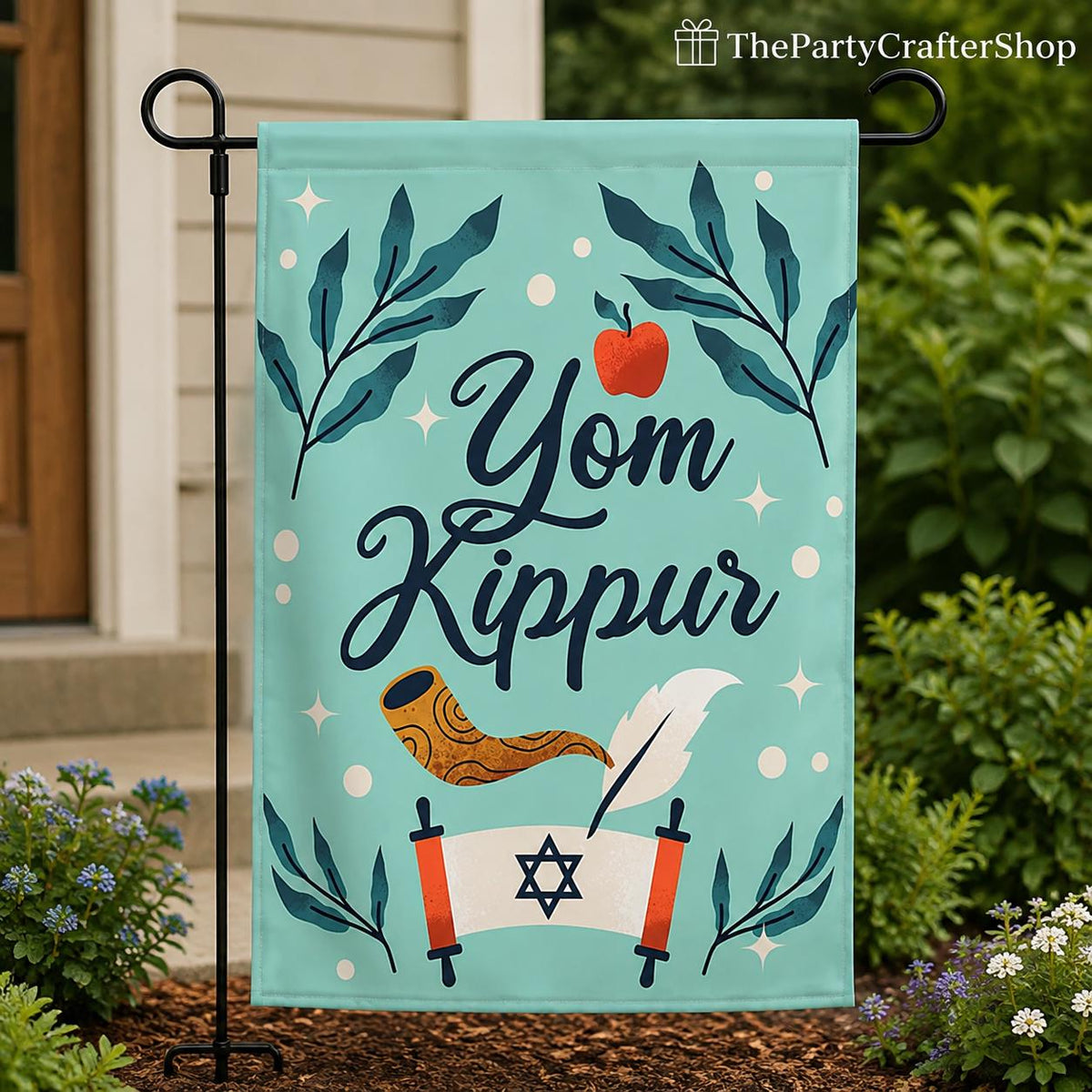 Yom Kippur Garden Flag, Jewish Holiday Yard Banner, Day of Atonement Decor (12x18 Inch)
