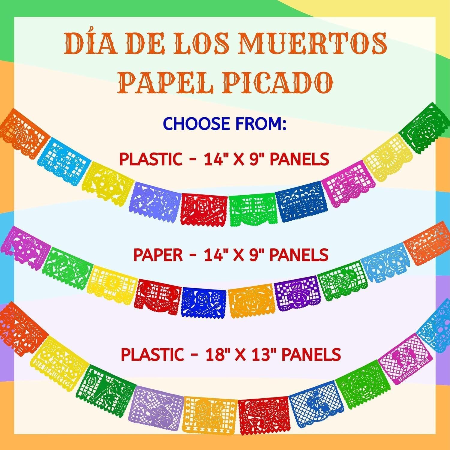 Mexican Papel Picado Banner Set, 4 Pack, Vibrant Fiesta Garland (50ft)