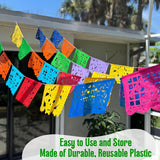 Mexican Papel Picado Banner Set, 4 Pack, Vibrant Fiesta Garland (50ft)