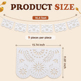 White Papel Picado Banner Set, Mexican Plastic Garland, Outdoor Party Decorations (164FT)