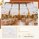 White Papel Picado Banner Set, Mexican Plastic Garland, Outdoor Party Decorations (164FT)