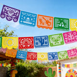 18FT Papel Picado Banner, Mexican Fiesta Flags, Rainbow Cutout Decor
