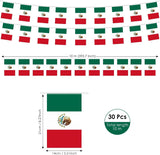 Mexico Flag Bunting, 60 Mini Flags, Polyester, Waterproof, Fade Resistant (66FT)