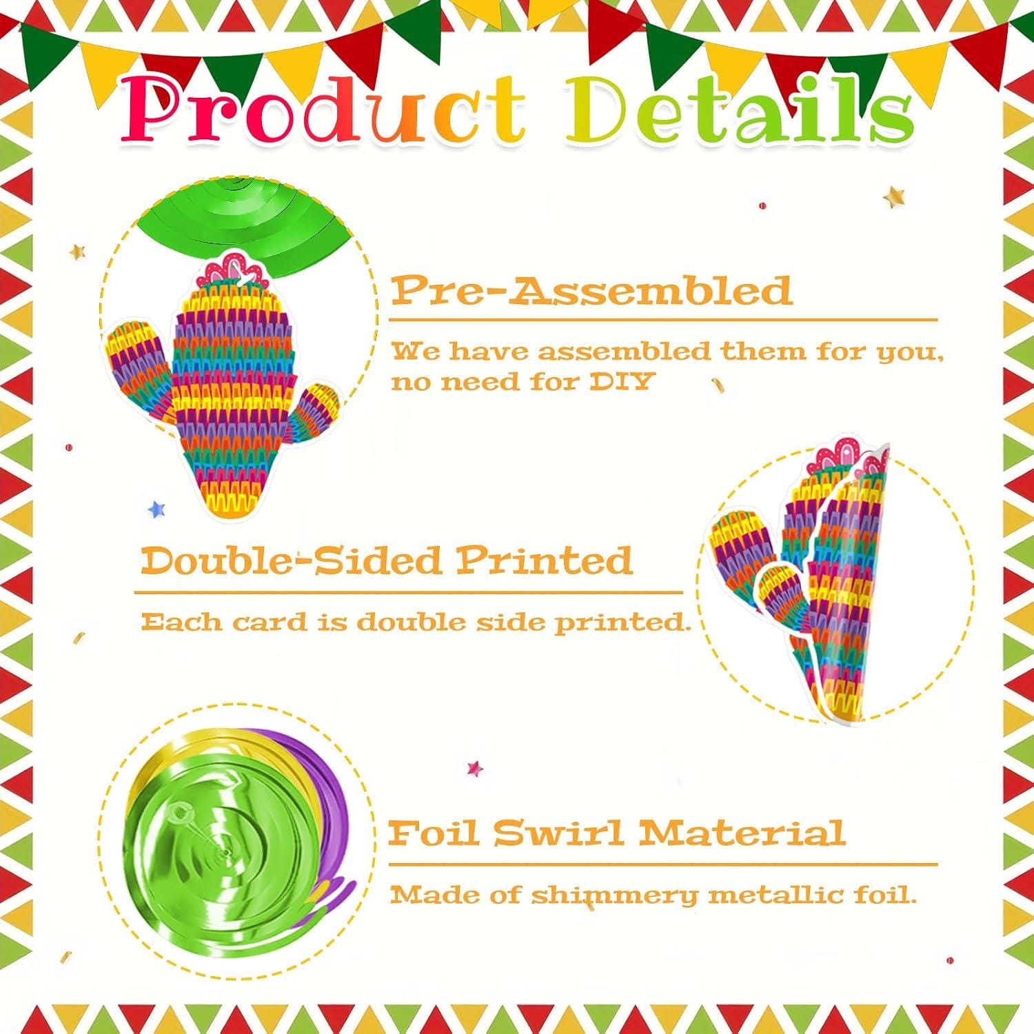 Mexican Fiesta Hanging Swirls, Cactus Birthday Party Decor (30PCS)