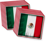 Mexico Flag Party Supplies Set, 16 Guests, Fiesta Tableware Kit