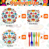 Mexican Fiesta Tableware Set, Floral Bird Plates, Napkins, Forks (100 Pieces)