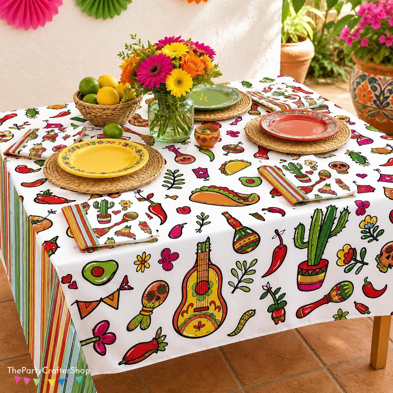 Mexican Fiesta Paper Napkins, Cactus Taco Party Decor (100 PCS)