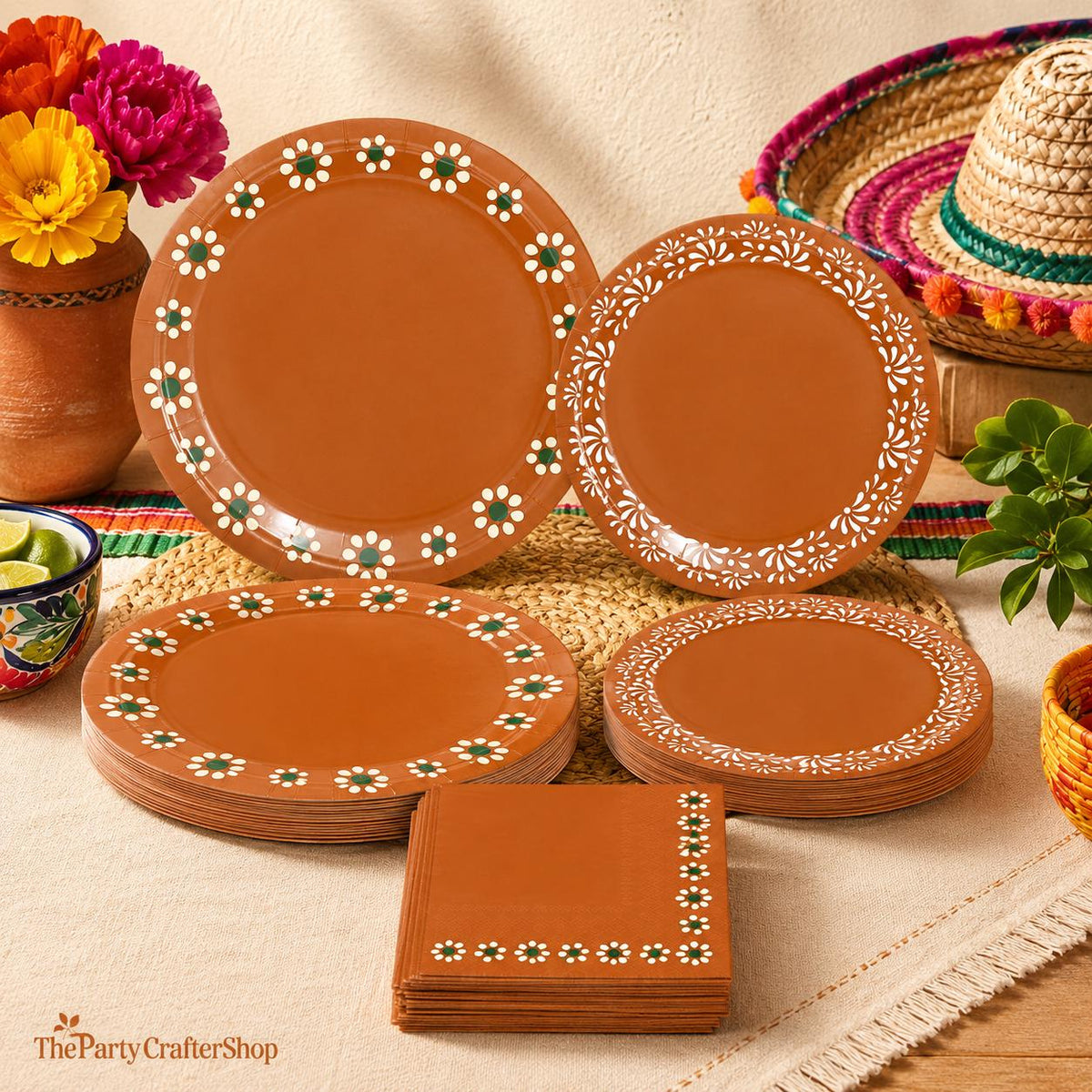 Mexican Platos de Barro Tableware Set, Fiesta Party Supplies (24 Guests)