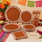 Mexican Fiesta Tableware Set, Floral Pattern Plates, Napkins, Forks (24 Guests)