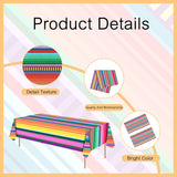 Mexican Serape Tablecloth Set, 3-Pack 54x108 Inch Striped Party Covers (Plastic)