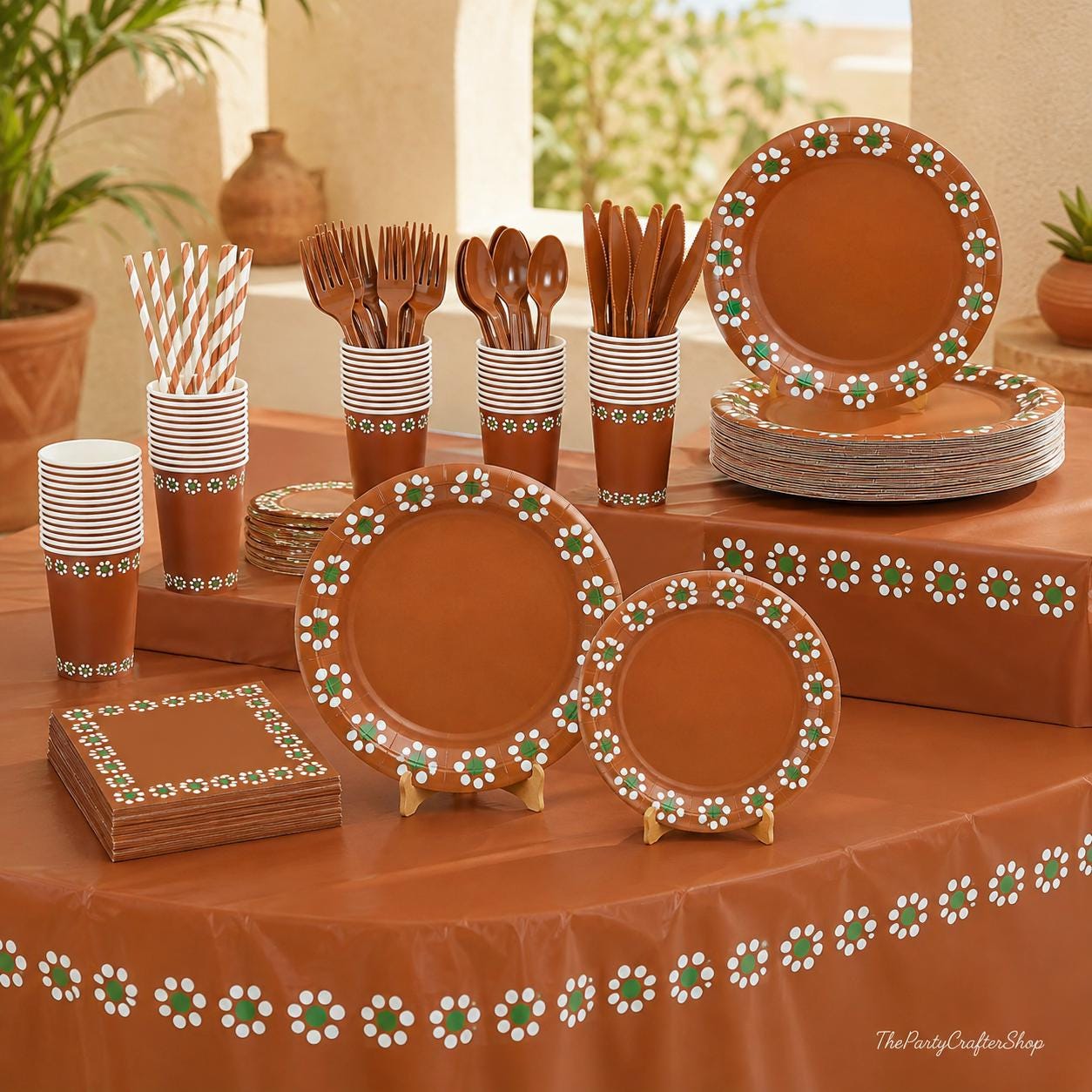 Mexican Fiesta Tableware Set 452PCS, Plates Napkins Cups Tablecloth for 50 Guests