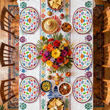 Mexican Fiesta Oval Paper Plates, 12x10 Inch Floral Dessert Platters (50PCS)