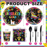 Mexican Graduation Fiesta Tableware Set, 252 Pieces for 36 Guests (Plates, Cups, Napkins, Cutlery)
