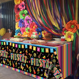 Mexican Fiesta Tablecloth Set, 4-Pack Taco Party Decor (86x51 Inch)