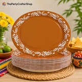 Mexican Independence Day Oval Paper Plates, Talavera Floral Design (100PCS)