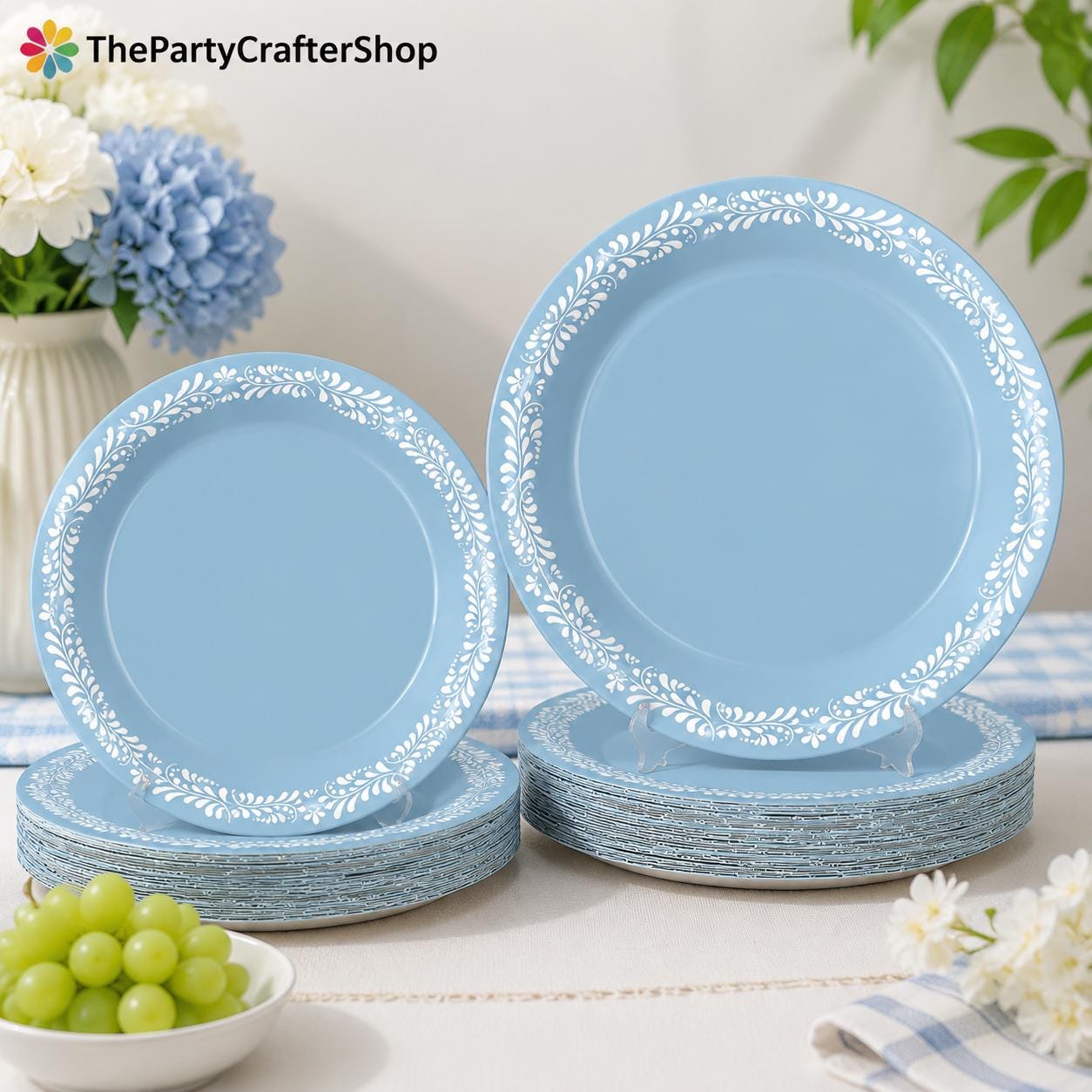 Blue Talavera Paper Dessert Plates, 7 Inch Mexican Fiesta Tableware (50PCS)