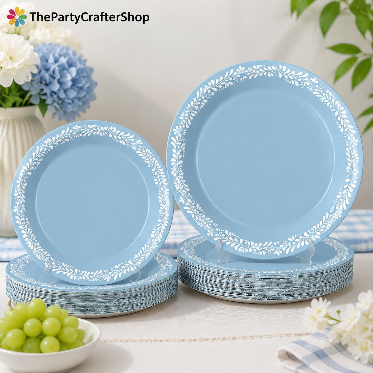 Blue Talavera Paper Dessert Plates, 7 Inch Mexican Fiesta Tableware (50PCS)