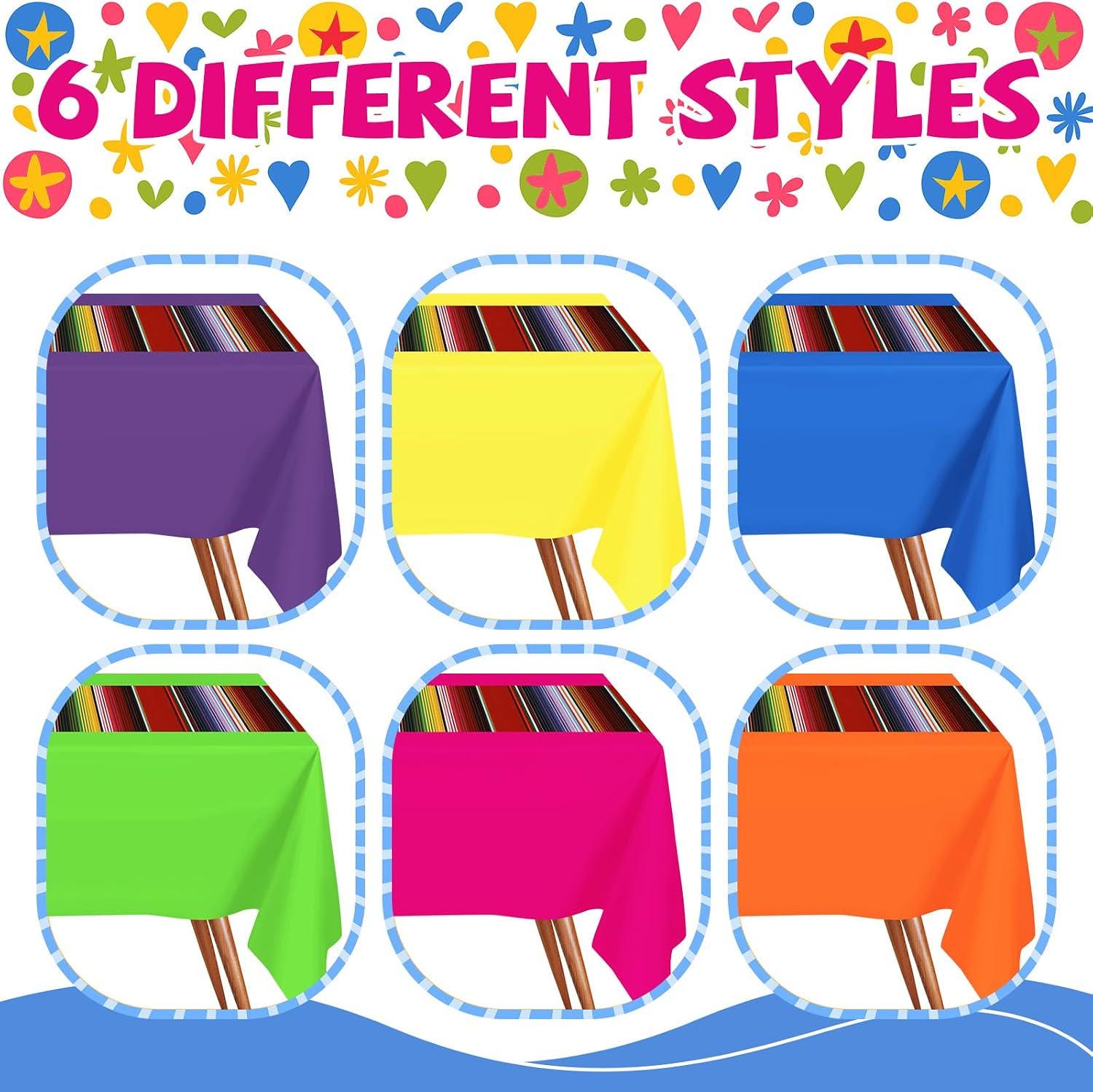 Mexican Fiesta Tablecloth Set, 12PCS Striped Serape Covers (54x108 Inch)