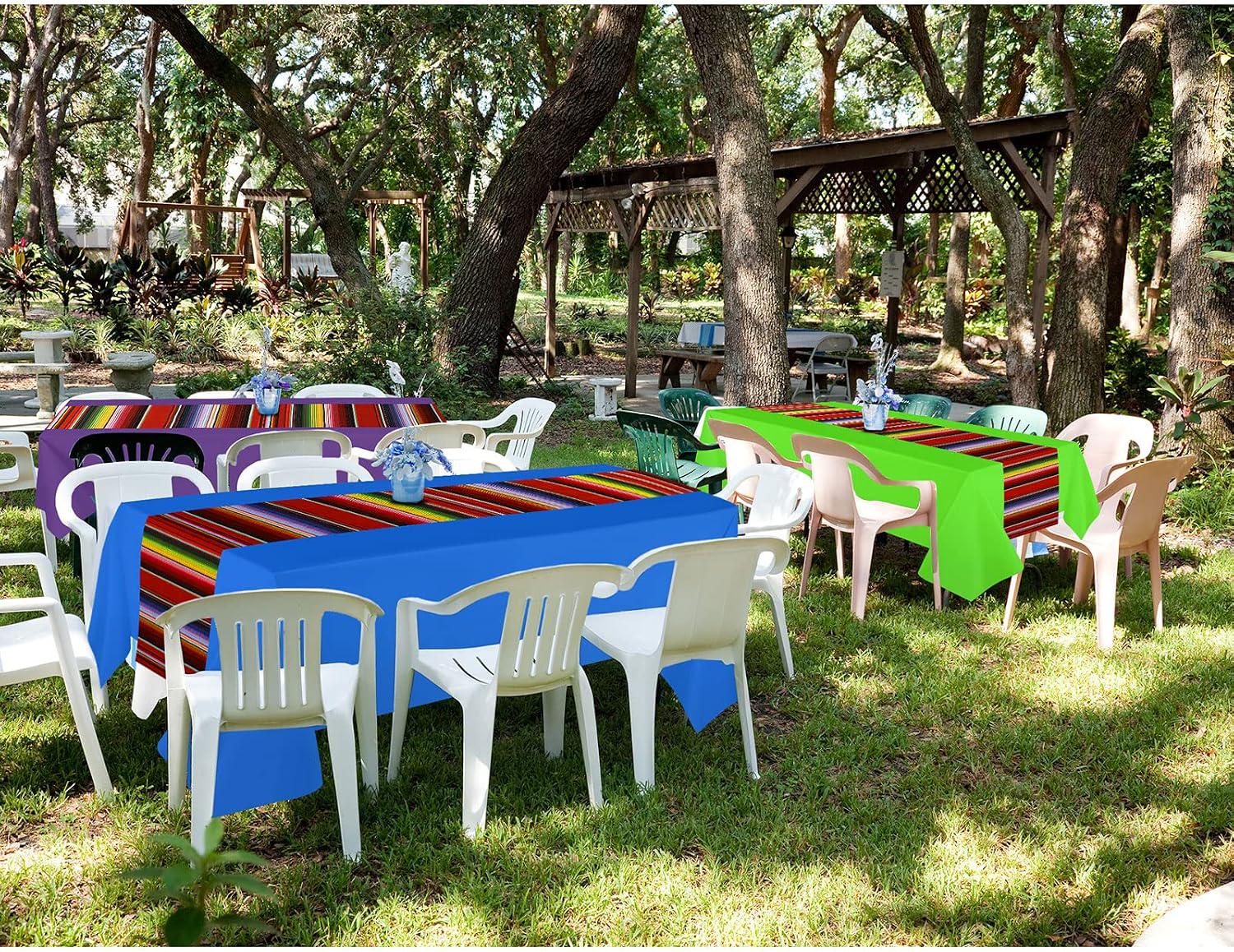 Mexican Fiesta Tablecloth Set, 12PCS Striped Serape Covers (54x108 Inch)