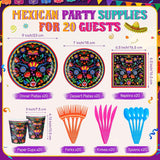 Mexican Fiesta Party Set, 144-Piece Tableware, Floral Mandala Design (20 Guests)