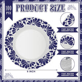 Blue White Talavera Paper Plates, 9 Inch Mexican Wedding Party Tableware (100PCS)