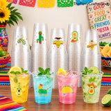 100 Mexican Fiesta Cups, 12oz Clear Party Drinkware (4 Styles)