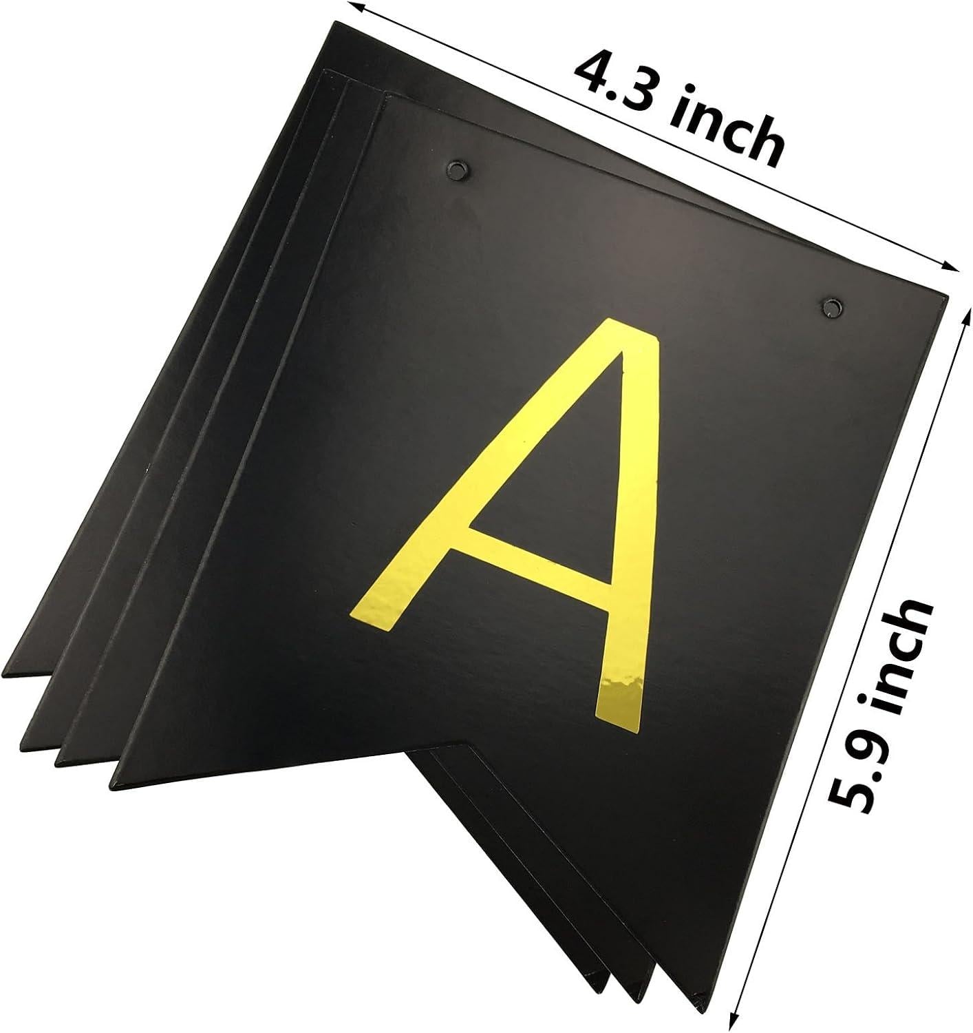Black Gold Happy Birthday Banner, Shiny Letter Bunting Garland (Eco-Friendly Paper)