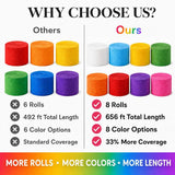 Rainbow Crepe Paper Streamers, 8 Rolls 656FT Party Decoration Set