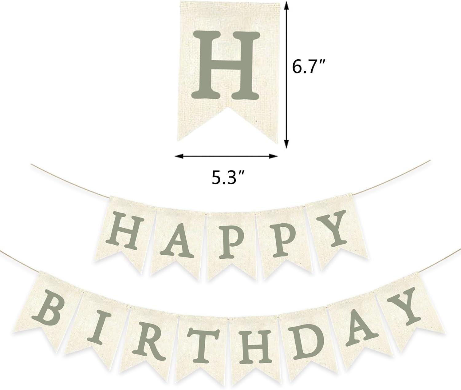 Sage Green Burlap Birthday Banner, Rustic Party Backdrop (Pre-Strung)