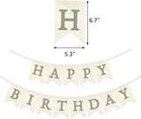 Sage Green Burlap Birthday Banner, Rustic Party Backdrop (Pre-Strung)