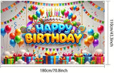 Rainbow Happy Birthday Banner, 71x43 Inch Party Backdrop, Balloon Cake Decorations