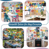 Retro Felt Happy Birthday Banner Set, Rainbow Pom Pom Garland, Party Decor
