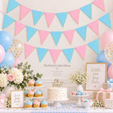 Blue Pink Gender Reveal Bunting, 2-Pack Baby Shower Garland (16.4ft)