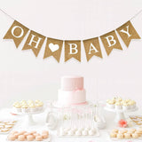 Oh Baby Burlap Banner, Neutral Baby Shower Backdrop, Gender Reveal Party Decor