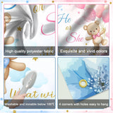 Teddy Bear Gender Reveal Banner, Pink Blue Baby Shower Backdrop (6x3.6FT)