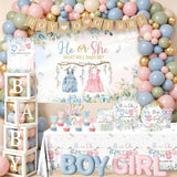 271pc Greenery Gender Reveal Party Set, Boy or Girl Theme (271 Pieces)