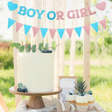Glitter Pink Blue Boy or Girl Banner, Sparkle Baby Shower Backdrop (Cardboard)
