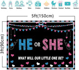 Gender Reveal Backdrop, Blue Pink Watercolor Balloons, Baby Shower Banner (70.8x43.3 Inch)