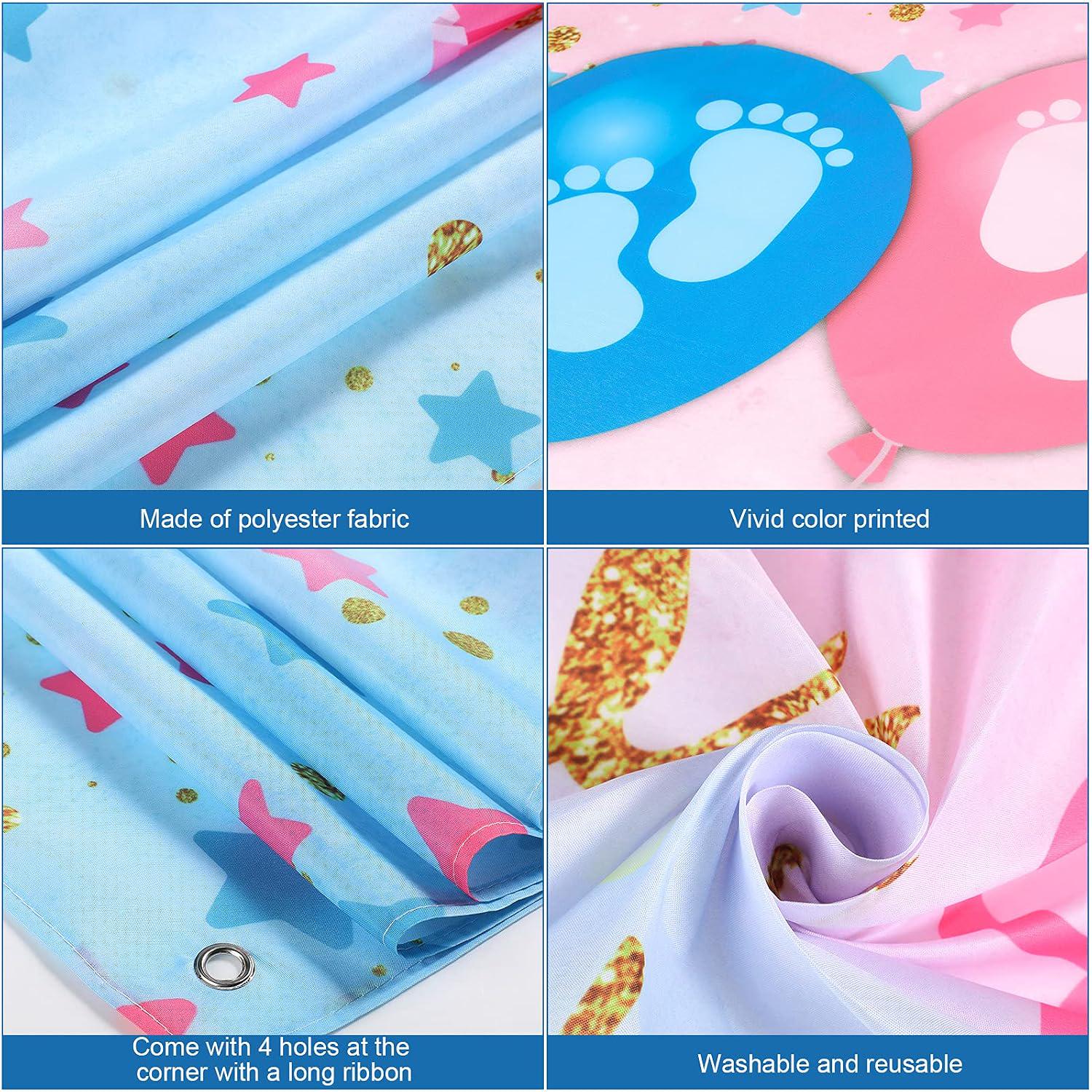 Boy or Girl Gender Reveal Banner, Blue Pink Baby Shower Backdrop (70.8x43.3 Inch)