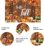 Hello Fall Backdrop Banner, Rustic Pumpkin Harvest Decor (6x3.6FT)