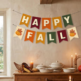 Happy Fall Pumpkin Garland, Autumn Leaves Banner, Thanksgiving Party Decor