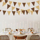 46FT Brown Burlap Banner, Rustic Triangle Pennant Garland, Boho Wedding Birthday Decor