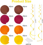 36pc Felt Swirl Garland, Autumn Colors, Thanksgiving Party Decor (2.62ft)